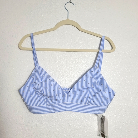J Crew Collection Collection embellished bra top in stripe Sz 10 - Picture 6 of 10
